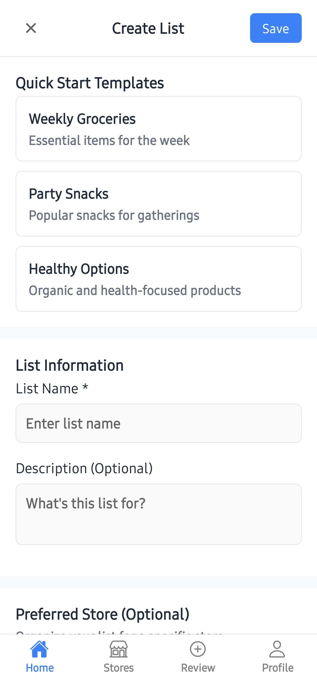 Smart Shopping Lists
